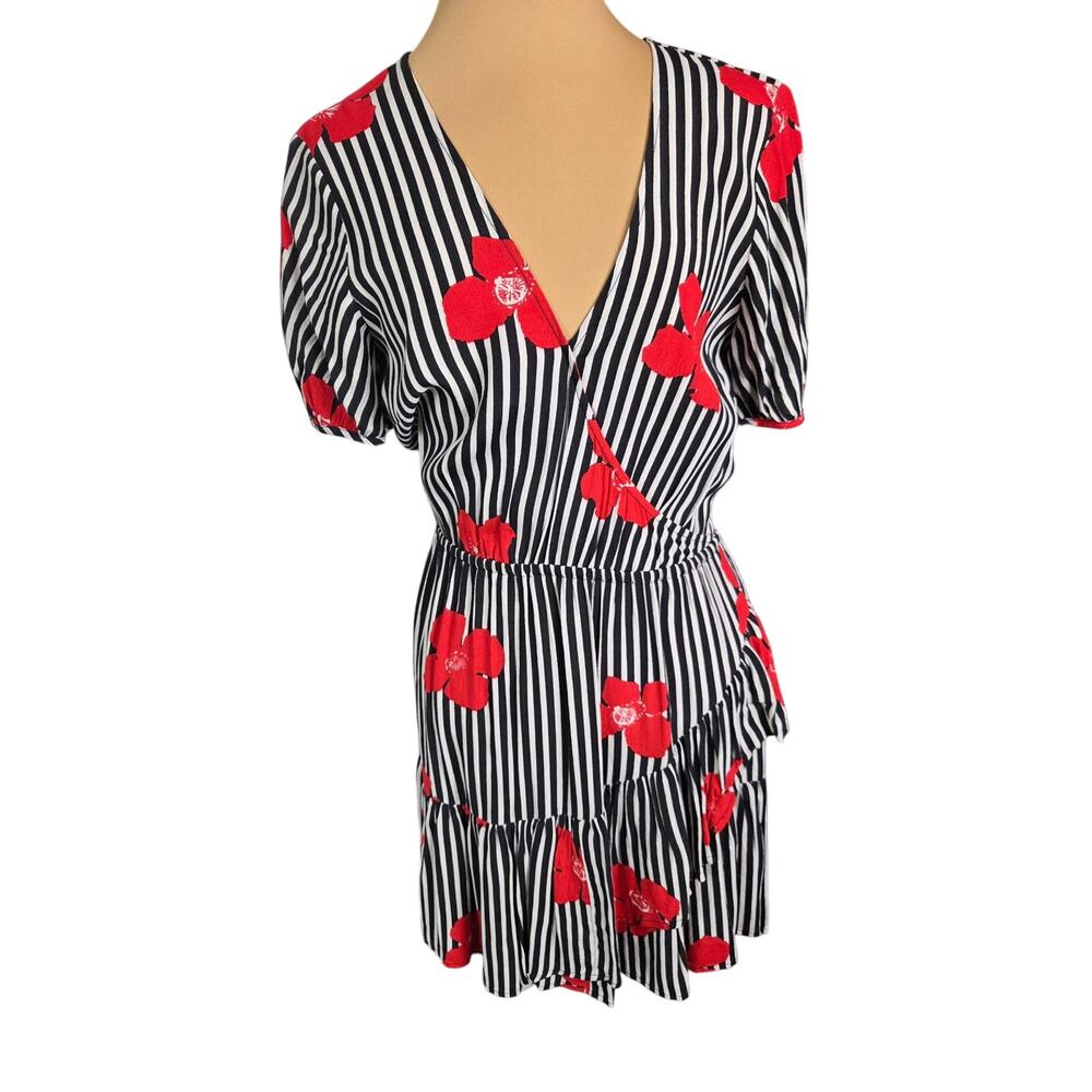 Madewell Size 4 Floral Striped Dress V Neck Girly Springtime Summer Flowey Color